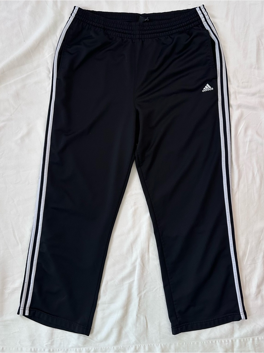 Adidas Essentials Black 3-Stripe Track Pants - Size Medium